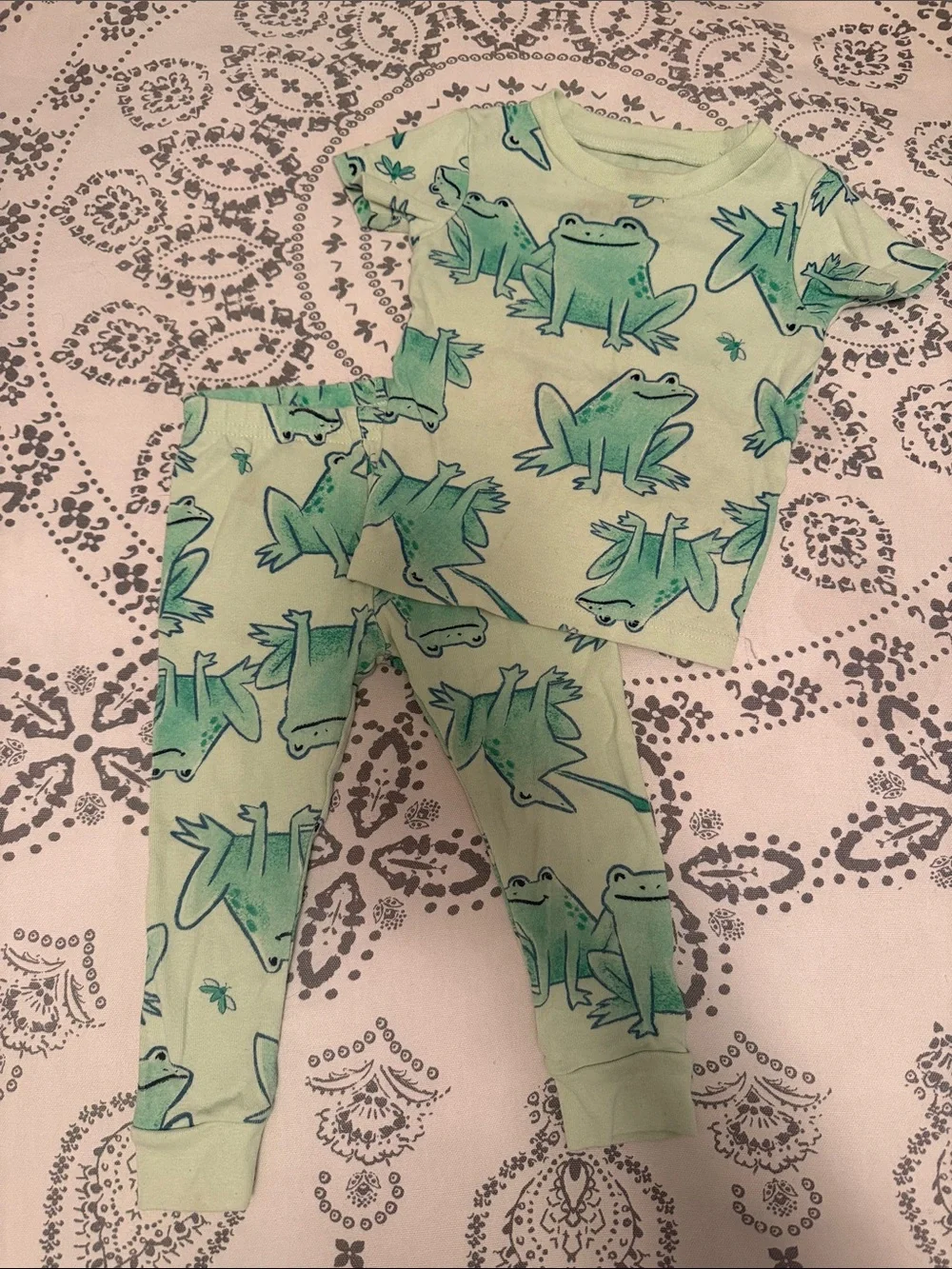 Frog Print Kids Pajama Set - Size 18 Months